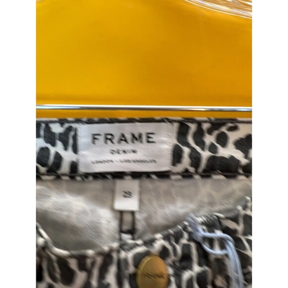 FRAME Le High Skinny Abstract Jeans Womens 23 Black Animal Print High Rise NWT - Picture 3 of 11